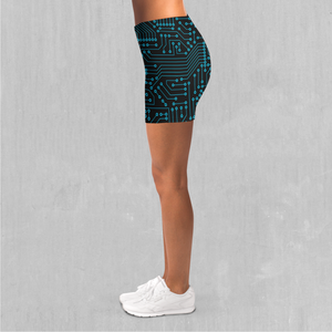 Blue Cybernetic Yoga Shorts