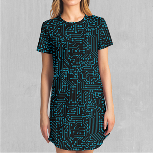 Blue Cybernetic T-Shirt Dress