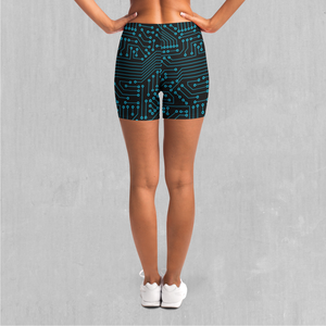 Blue Cybernetic Yoga Shorts