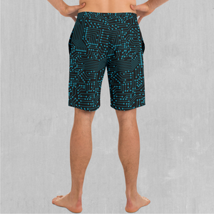 Blue Cybernetic Board Shorts