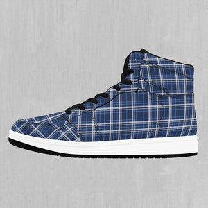 Blue Plaid High Top Sneakers