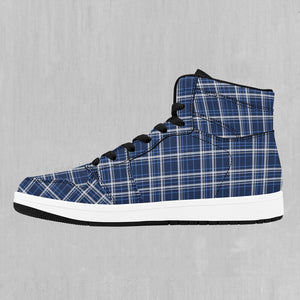 Blue Plaid High Top Sneakers