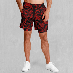Cardinal Red Camo Men's 2 in 1 Shorts