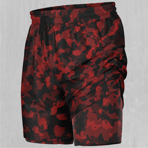 Cardinal Red Camo Men's 2 in 1 Shorts