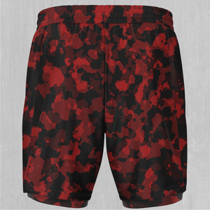 Cardinal Red Camo Men's 2 in 1 Shorts