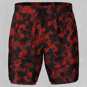 Cardinal Red Camo Men's 2 in 1 Shorts