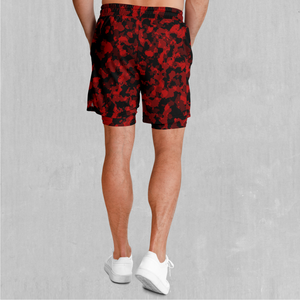 Cardinal Red Camo Men's 2 in 1 Shorts