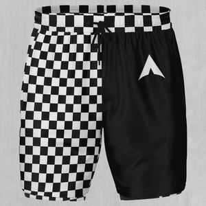 Checkerboard Men's 2 in 1 Shorts