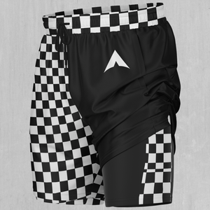 Checkerboard Men's 2 in 1 Shorts