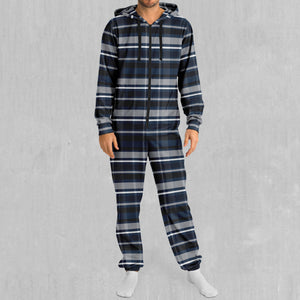 Dark Blue Plaid Jumpsuit