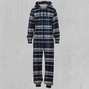 Dark Blue Plaid Jumpsuit