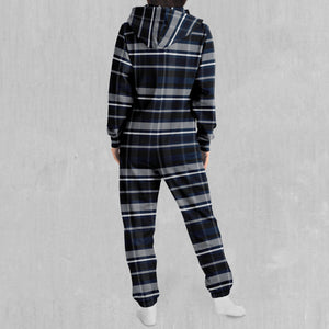 Dark Blue Plaid Jumpsuit