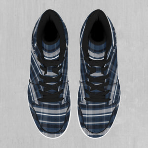 Dark Blue Plaid High Top Sneakers