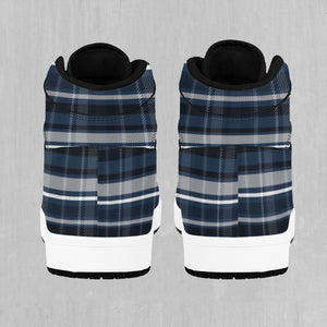 Dark Blue Plaid High Top Sneakers