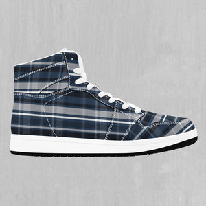 Dark Blue Plaid High Top Sneakers