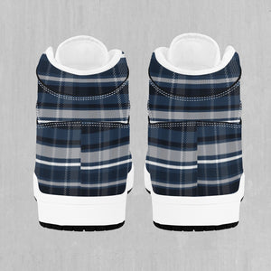 Dark Blue Plaid High Top Sneakers