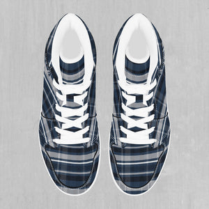 Dark Blue Plaid High Top Sneakers