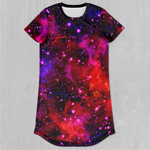 Electric Galaxy T-Shirt Dress