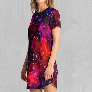 Electric Galaxy T-Shirt Dress