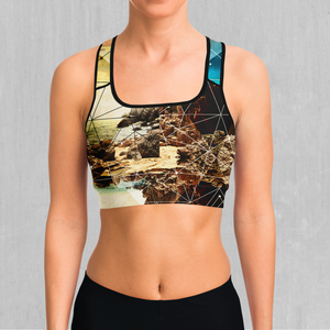 Geometric Shores Sports Bra