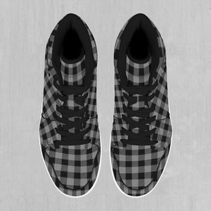 Grayscale Checkered Plaid High Top Sneakers