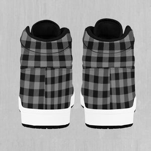 Grayscale Checkered Plaid High Top Sneakers