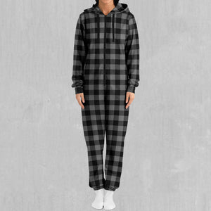 Grayscale Checkered Plaid Jumpsuit