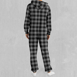 Grayscale Checkered Plaid Jumpsuit