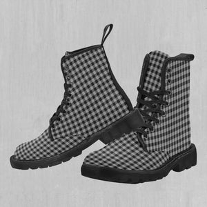 Grayscale Checkered Plaid Women's Boots