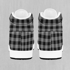 Grayscale Checkered Plaid High Top Sneakers