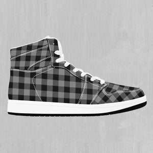 Grayscale Checkered Plaid High Top Sneakers