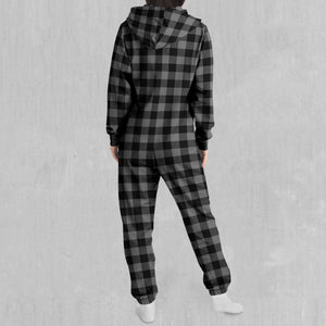 Grayscale Checkered Plaid Jumpsuit