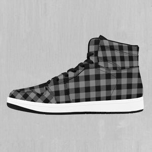 Grayscale Checkered Plaid High Top Sneakers