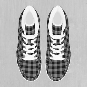 Grayscale Checkered Plaid High Top Sneakers