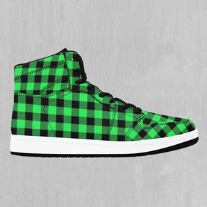 Green Checkered Plaid High Top Sneakers
