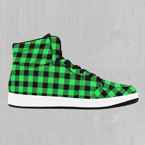 Green Checkered Plaid High Top Sneakers