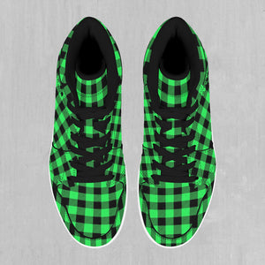 Green Checkered Plaid High Top Sneakers