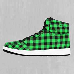 Green Checkered Plaid High Top Sneakers