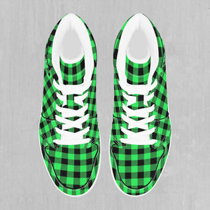 Green Checkered Plaid High Top Sneakers