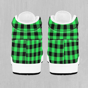 Green Checkered Plaid High Top Sneakers