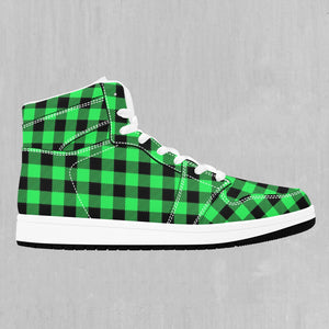 Green Checkered Plaid High Top Sneakers