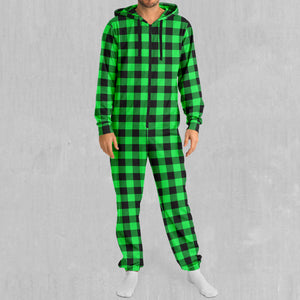 Green Checkered Plaid Jumpsuit