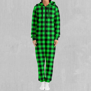 Green Checkered Plaid Jumpsuit