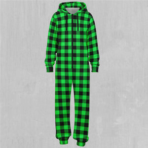 Green Checkered Plaid Jumpsuit