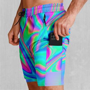 Holographic Men's 2 in 1 Shorts