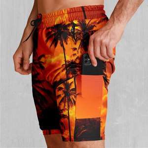 Lush Sunset Men's 2 in 1 Shorts