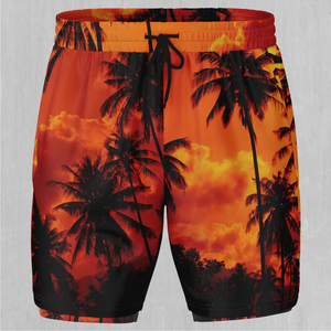 Lush Sunset Men's 2 in 1 Shorts