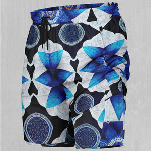 Delphinium Mandala Men's 2 in 1 Shorts
