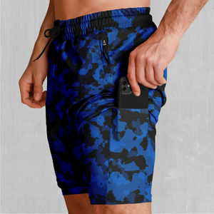 Oceania Blue Camo Men's 2 in 1 Shorts