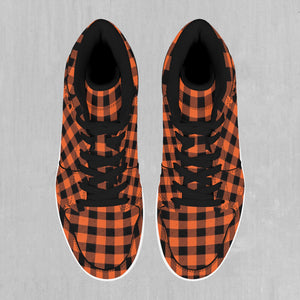 Orange Checkered Plaid High Top Sneakers